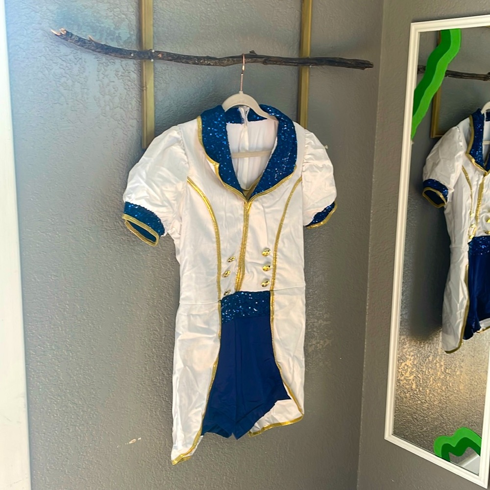 Blue Gold and White sailor dance costume